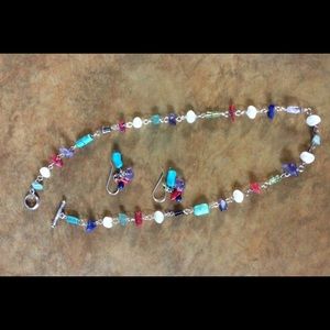 Silpada Multi-gemstone toggle necklace & earrings